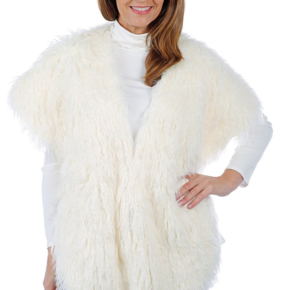 Adrienne Landau Women's Faux Fur Stole White One Size